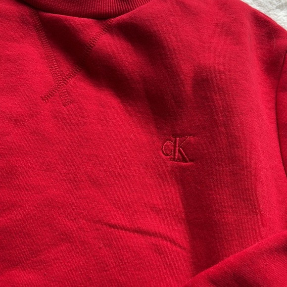 Calvin Klein Jeans Red Pullover Sweater Fleece Inside - Picture 2 of 5